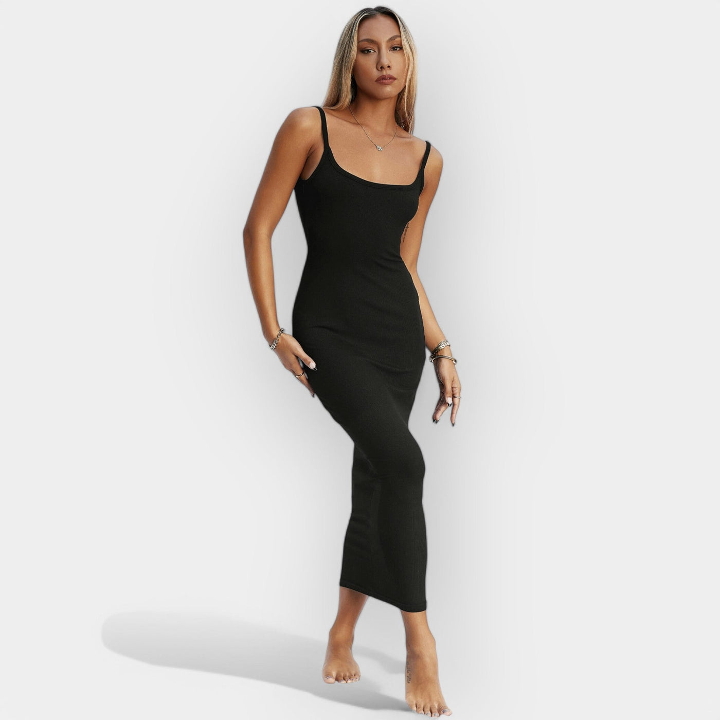 Midi dress with open back