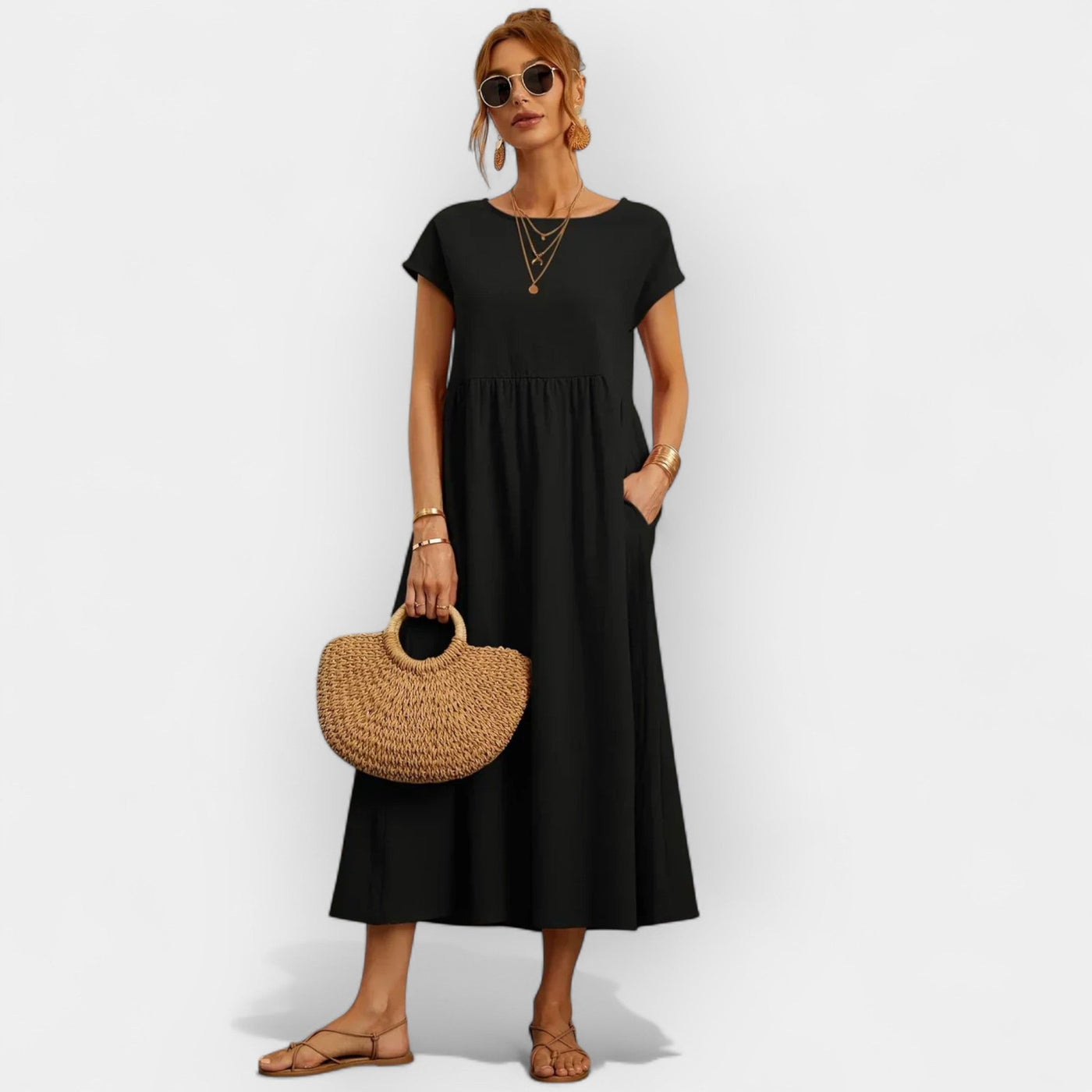 Lightweight cotton dress with pockets