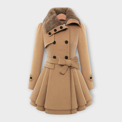 Elegant coat with faux fur collar