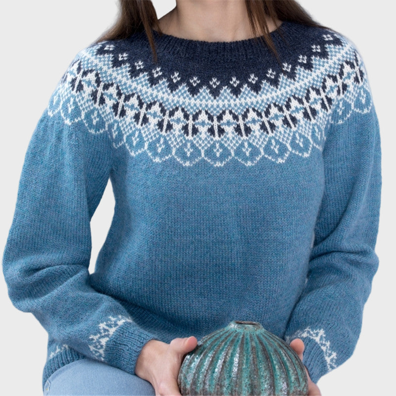 Soft knitted high-neck sweater with pattern
