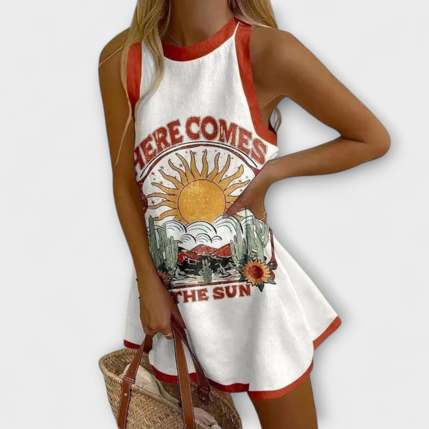 Sun print mini dress