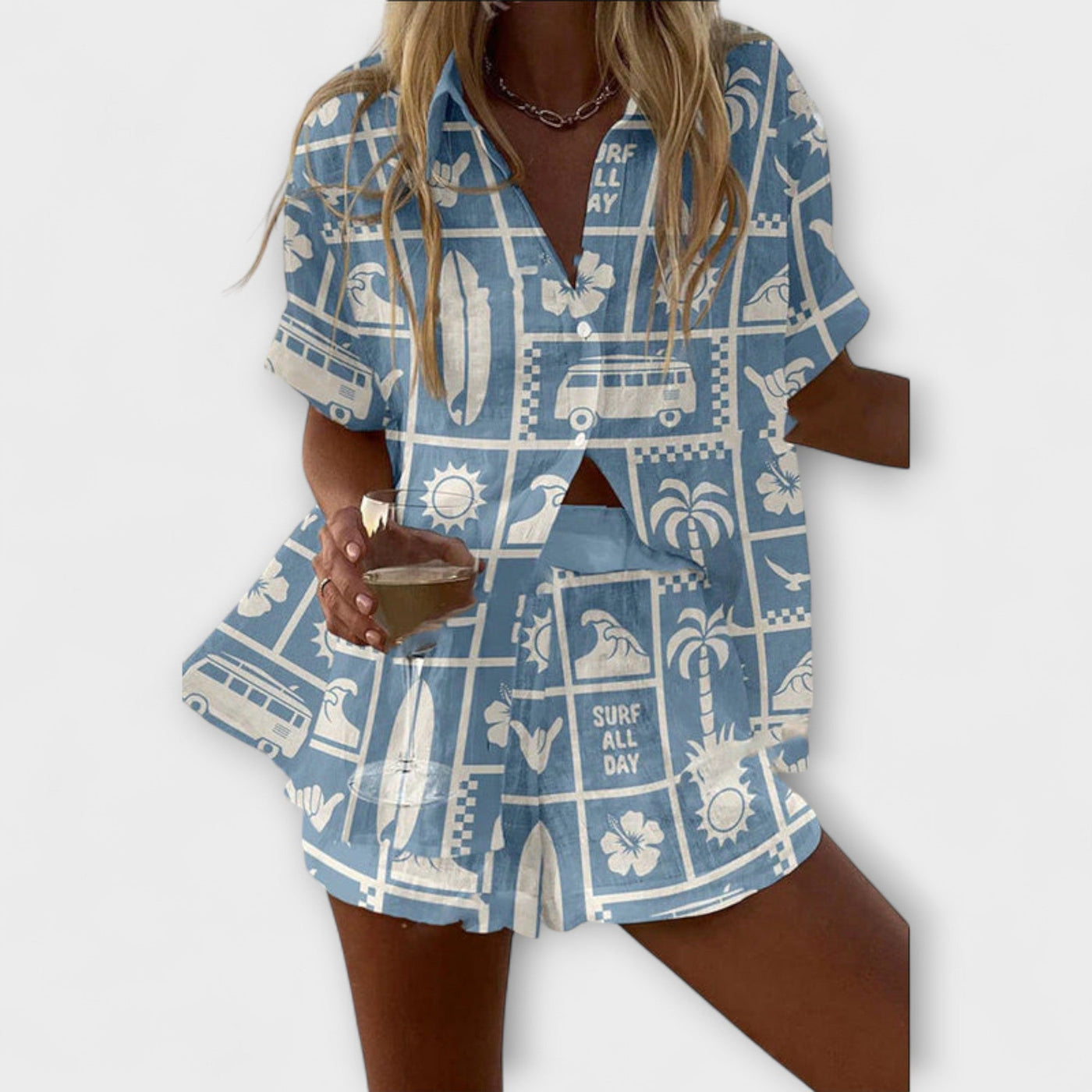 Airy set with caravan print