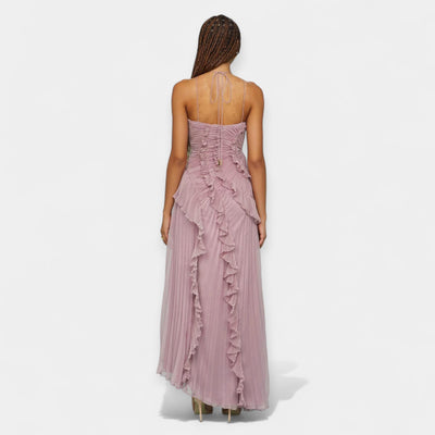 Purple midi dress with ruffles