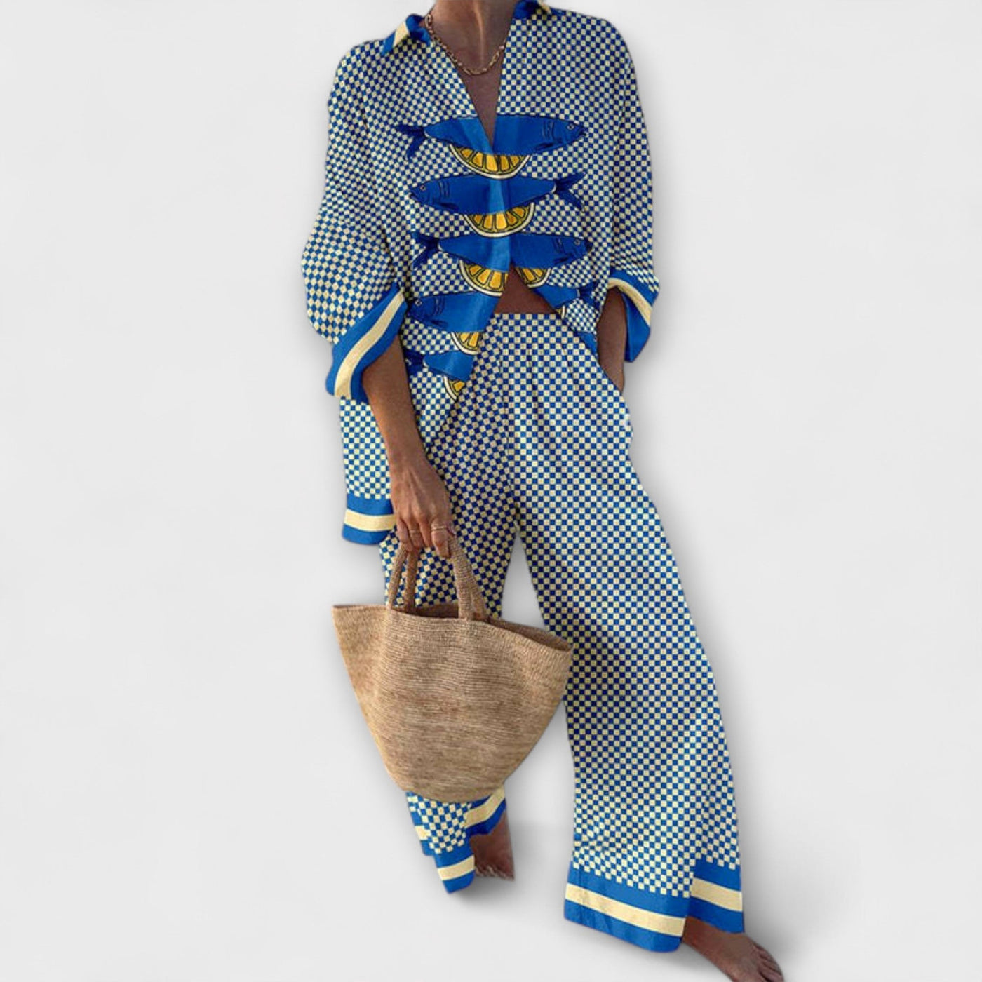 Fish pattern blue set