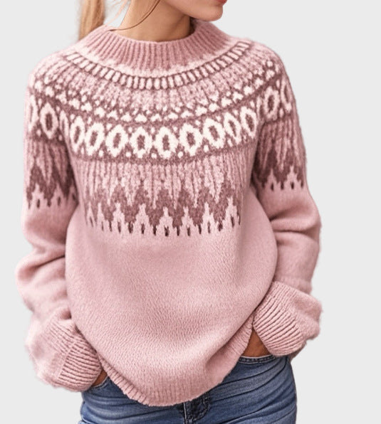 Knitted high-neck sweater with pattern