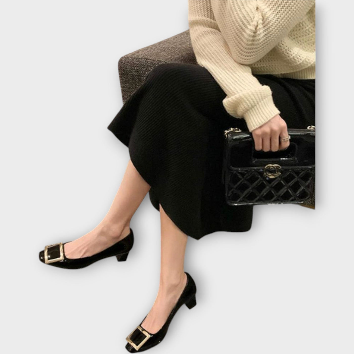 Chic Square-Toe Pumps with Statement Buckle