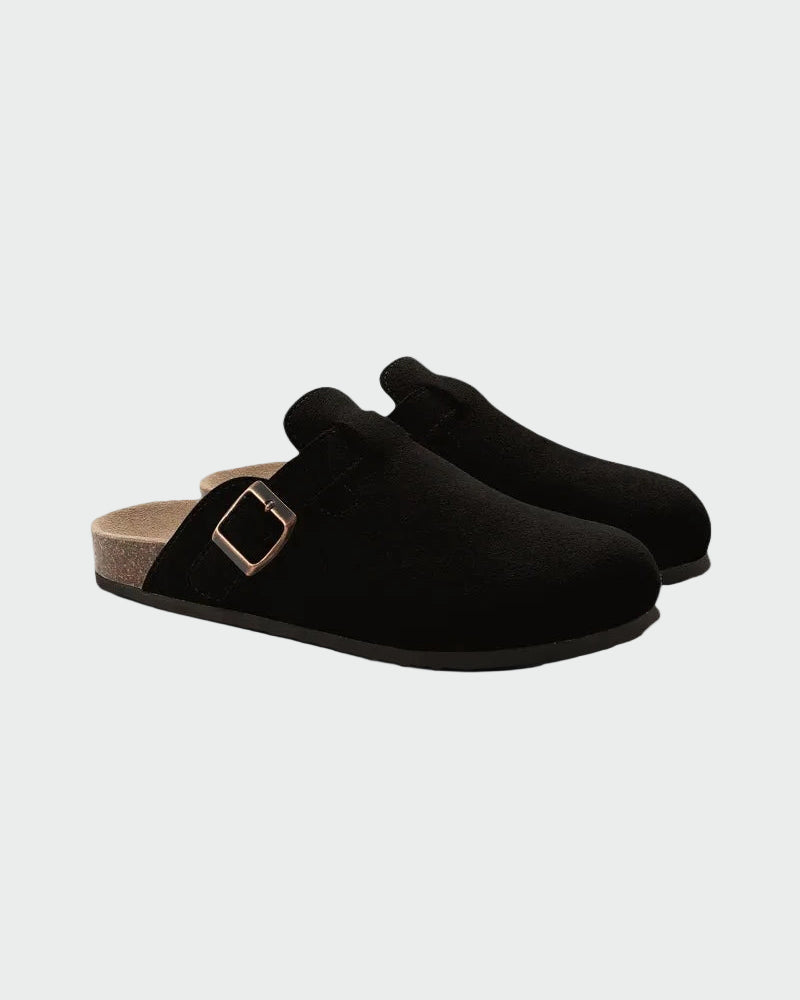 Suede clogs