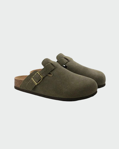 Suede clogs