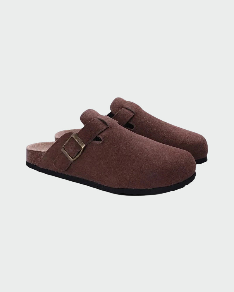 Suede clogs