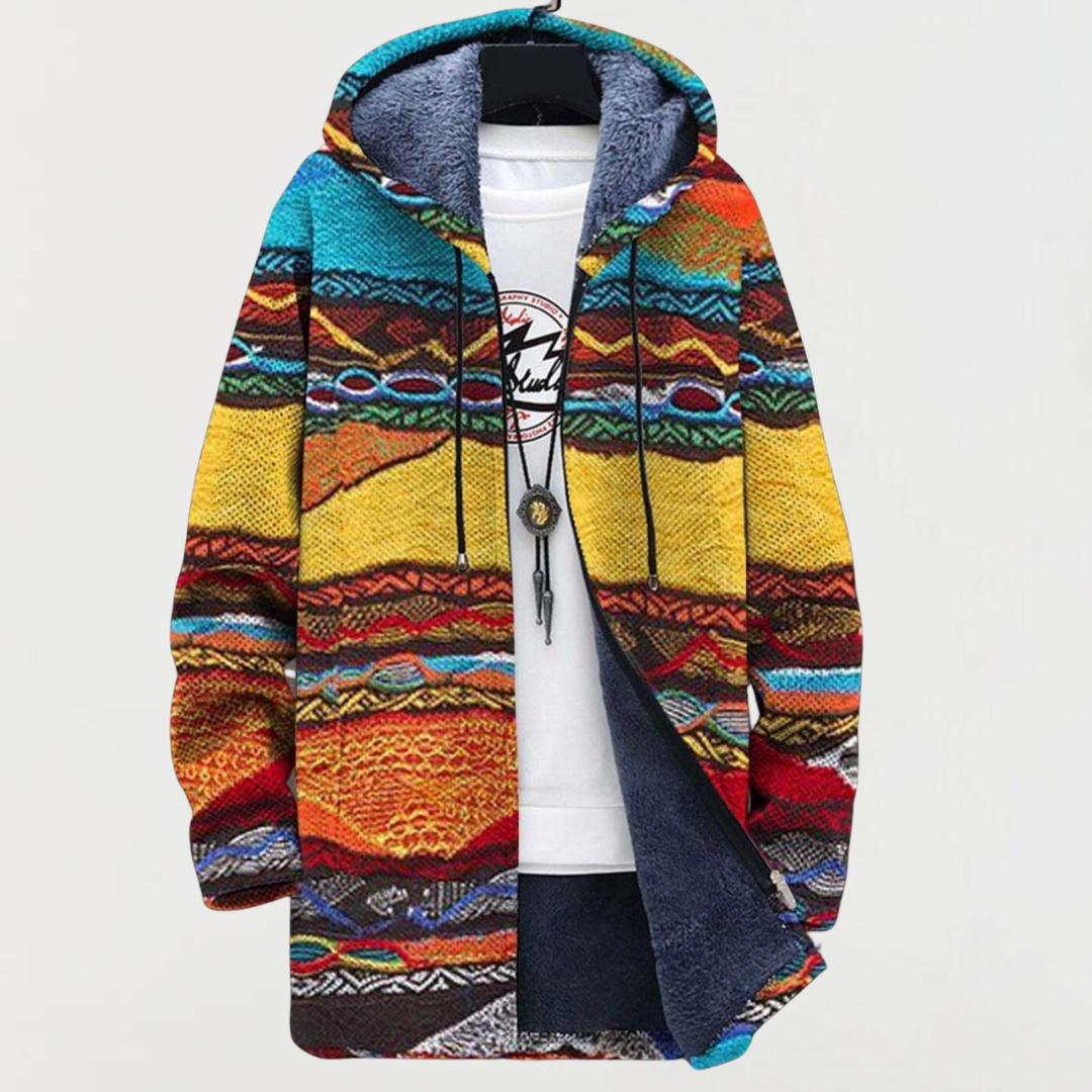 Cardigan with tribal art