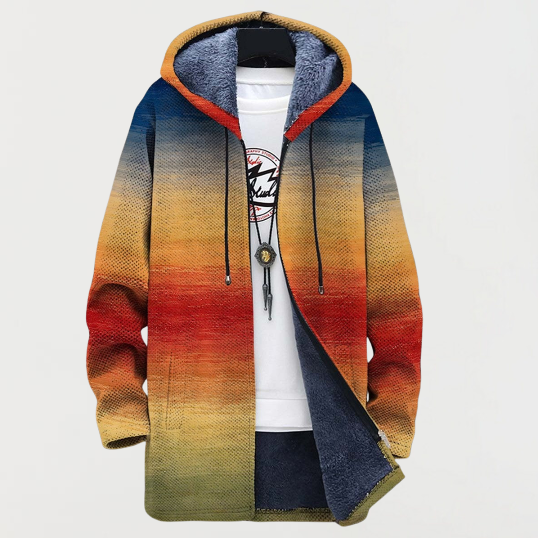 Cardigan with gradient sunset pattern