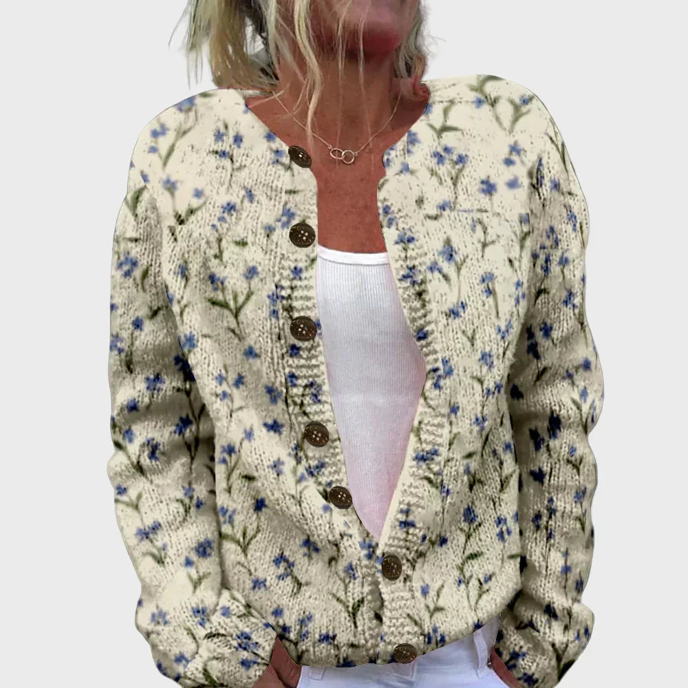 Elegant patterned knitted cardigan