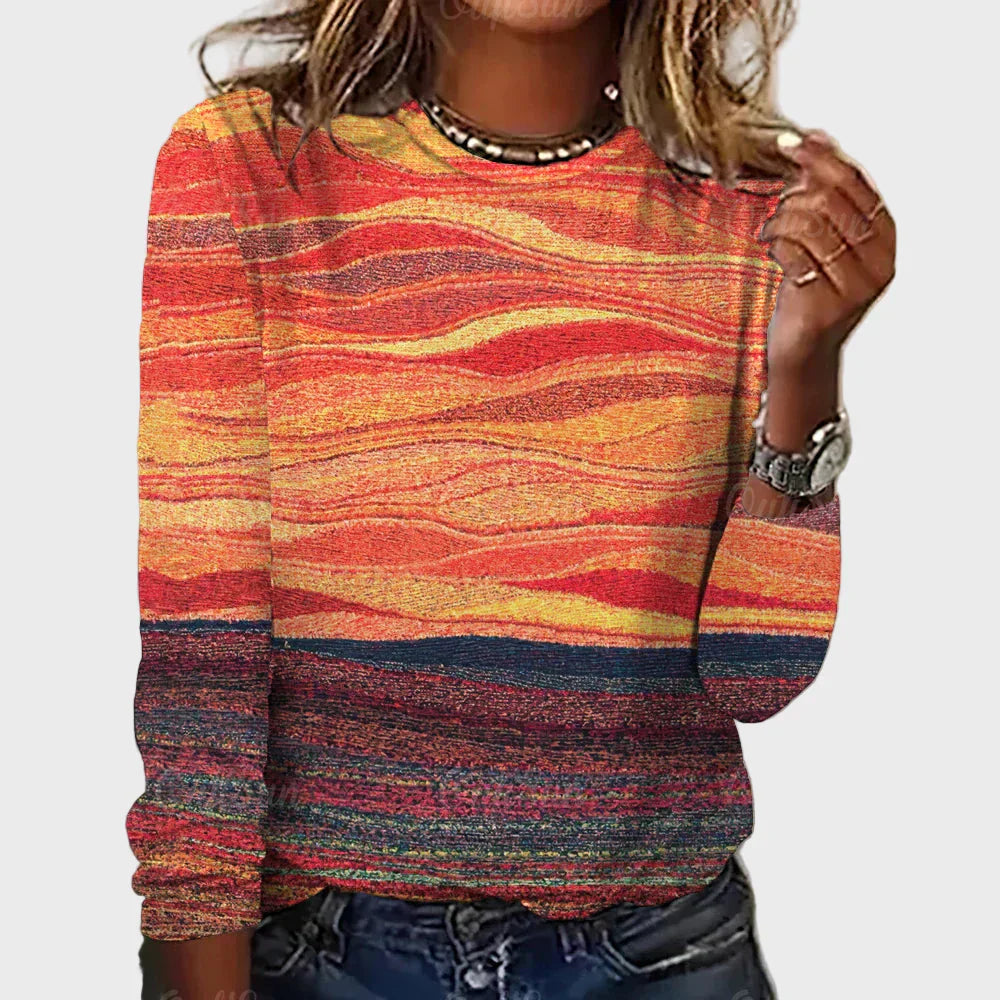 Knitted top with long sleeves