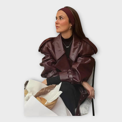 Modern leather jacket with belt