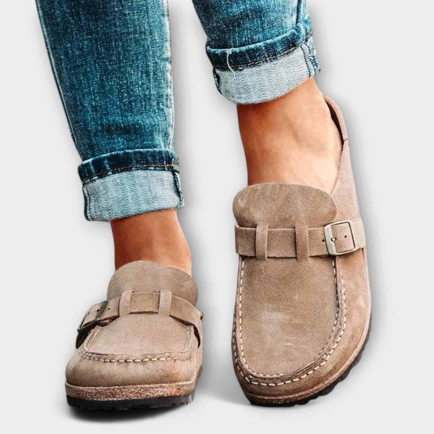 Comfort Buckled Suede-Look Loafers