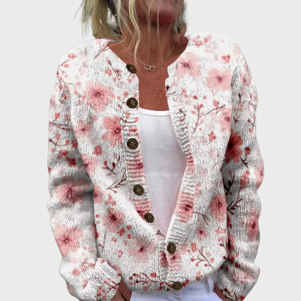 Elegant patterned knitted cardigan