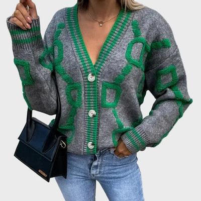 Fashionable knitted vest with geometric pattern