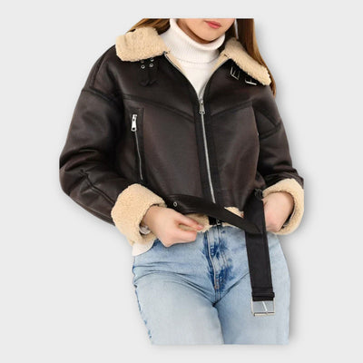 Modern leather jacket with belt