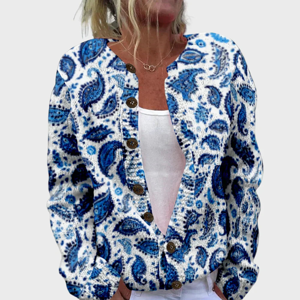 Elegant patterned knitted cardigan