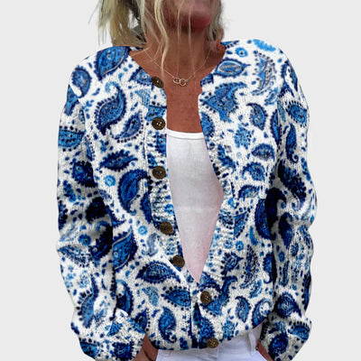 Elegant patterned knitted cardigan