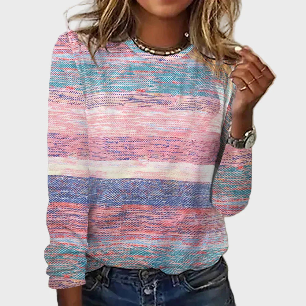 Knitted top with long sleeves
