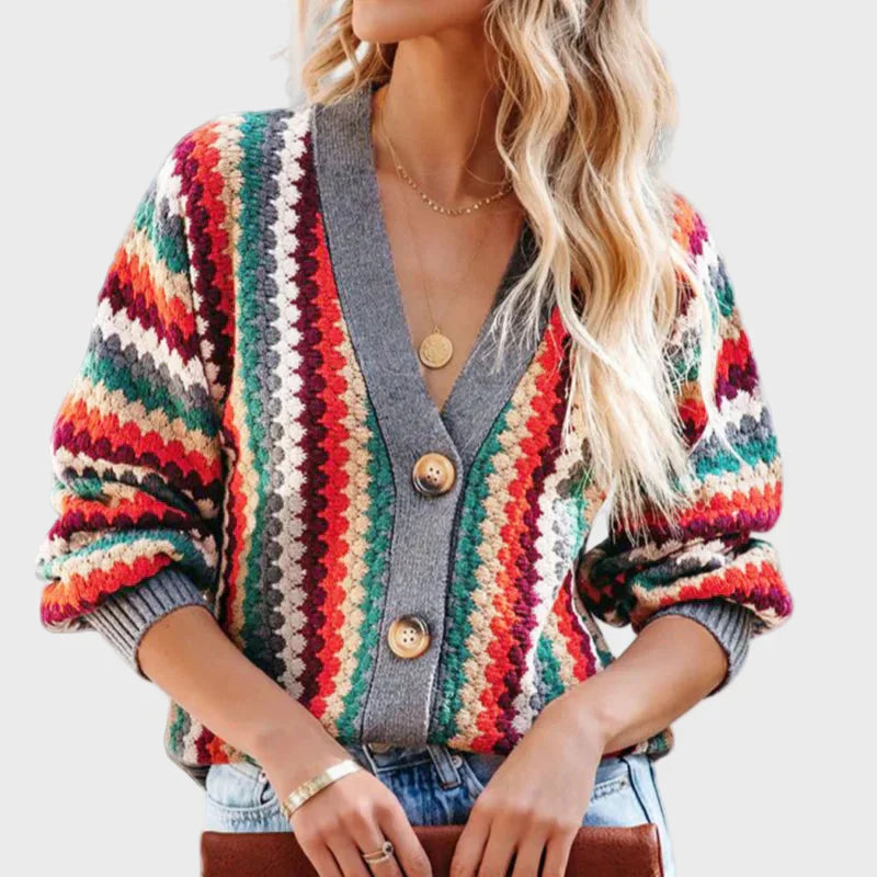 Retro knitted vest with striped pattern