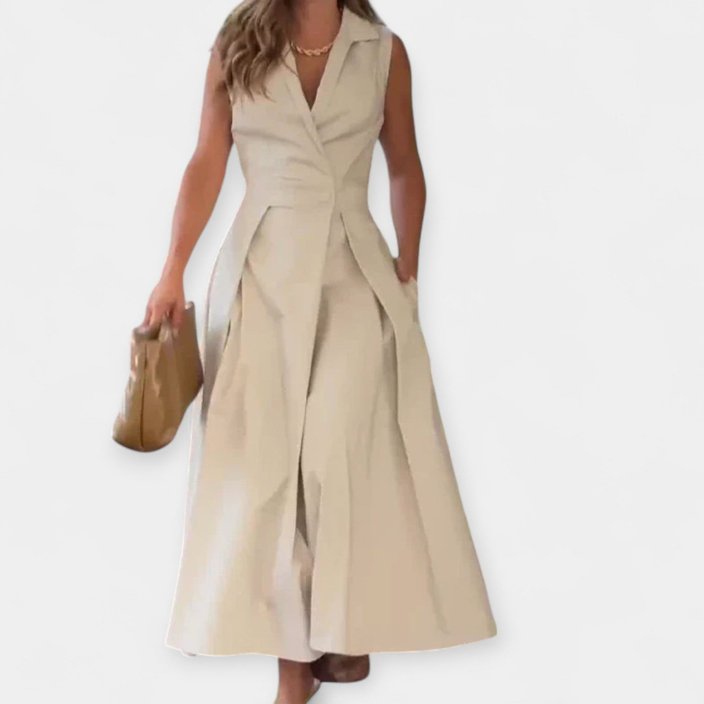 Midi dress with collar