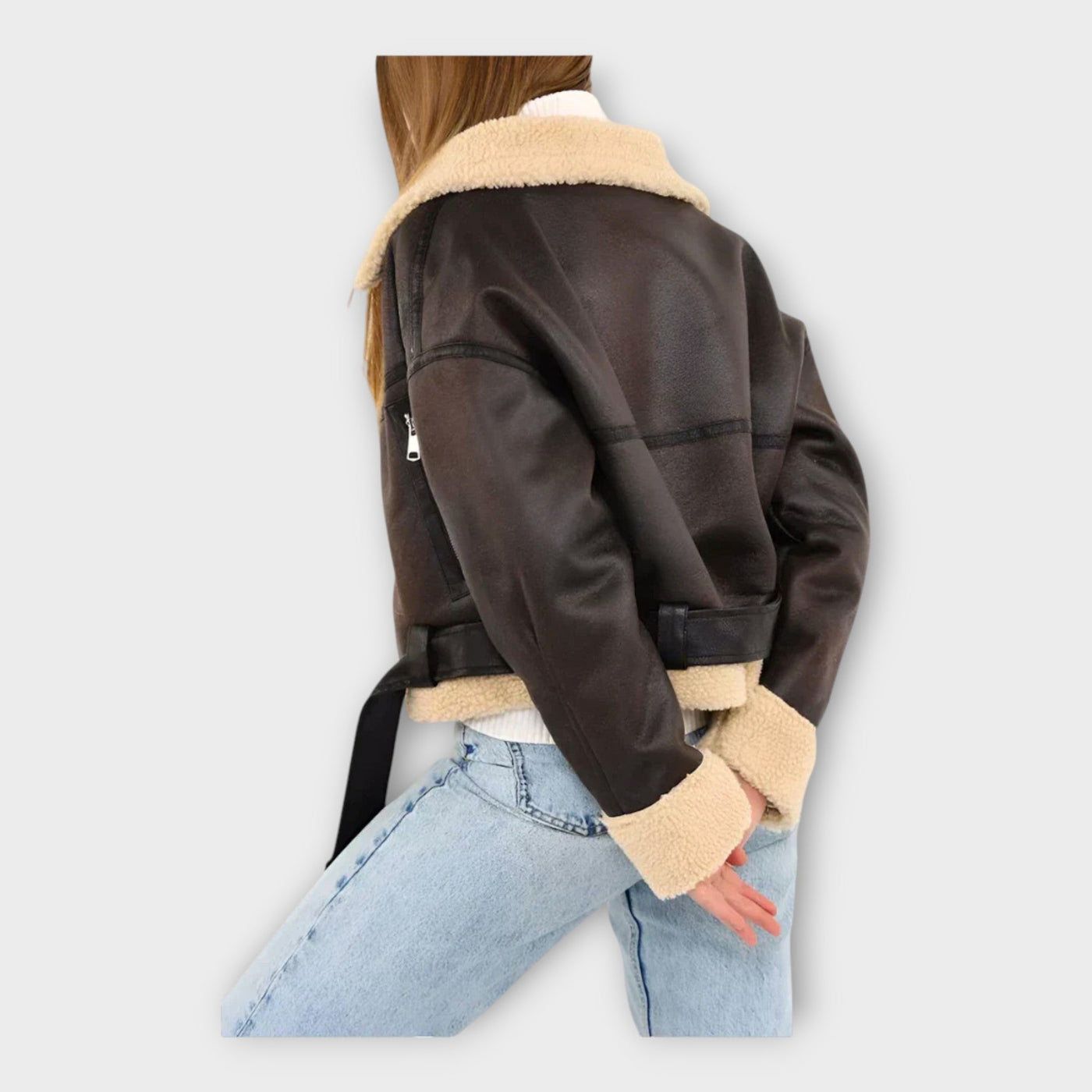 Modern leather jacket with belt