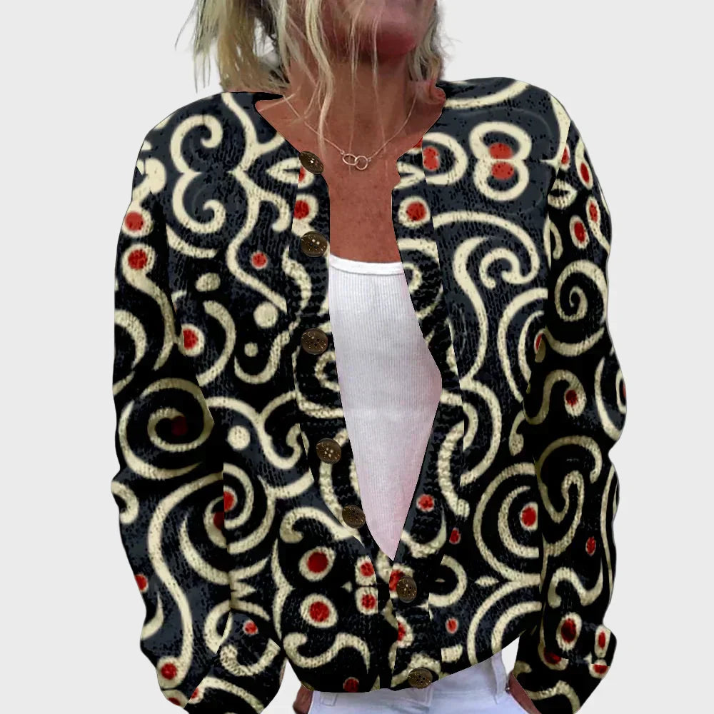 Elegant patterned knitted cardigan