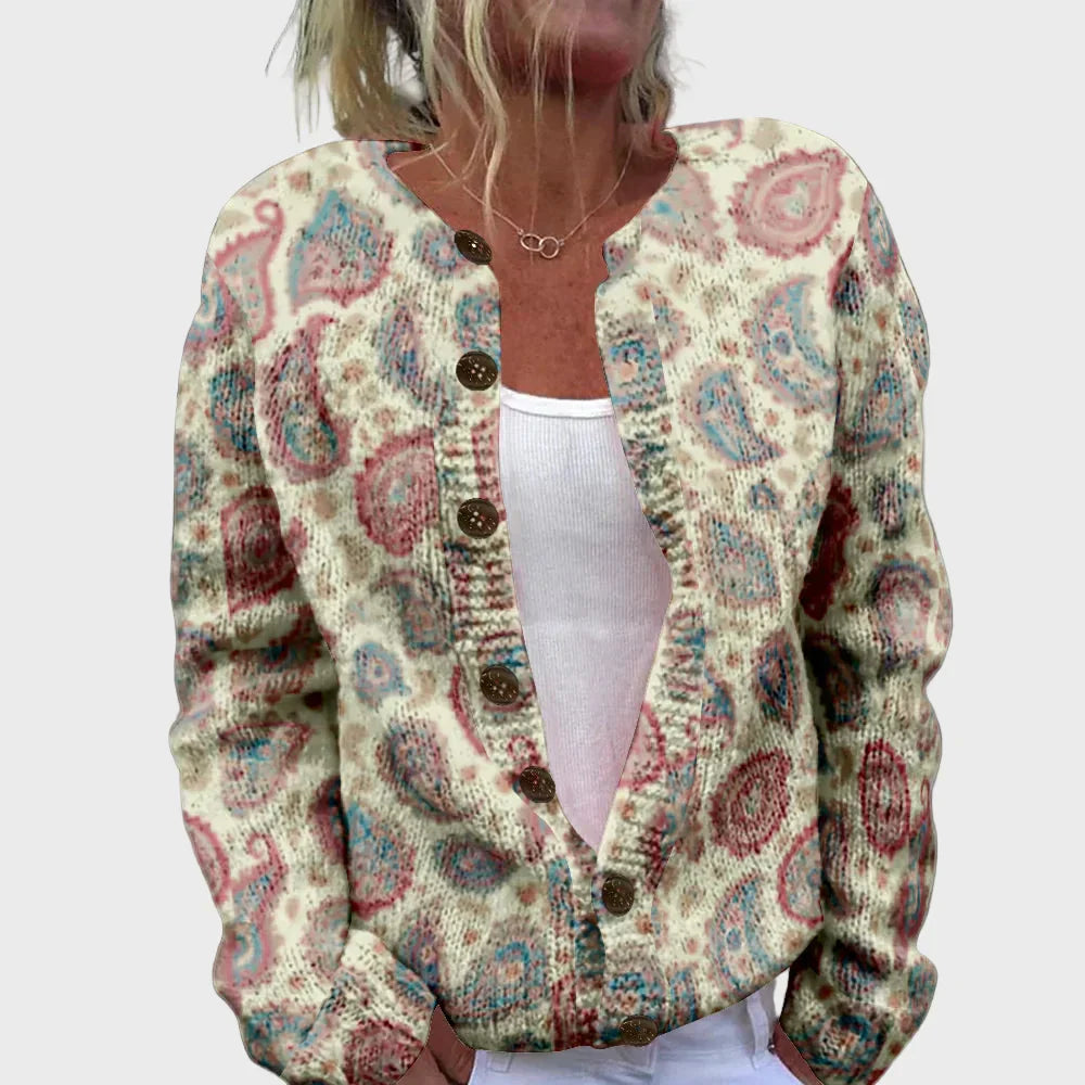 Elegant patterned knitted cardigan