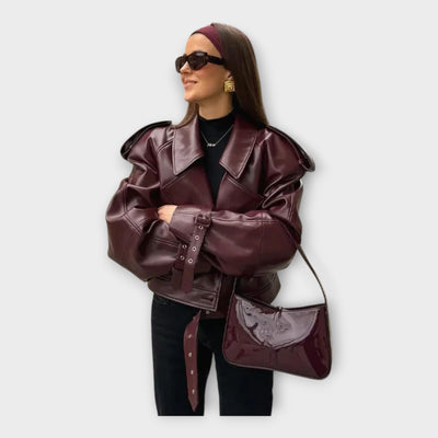 Modern leather jacket with belt