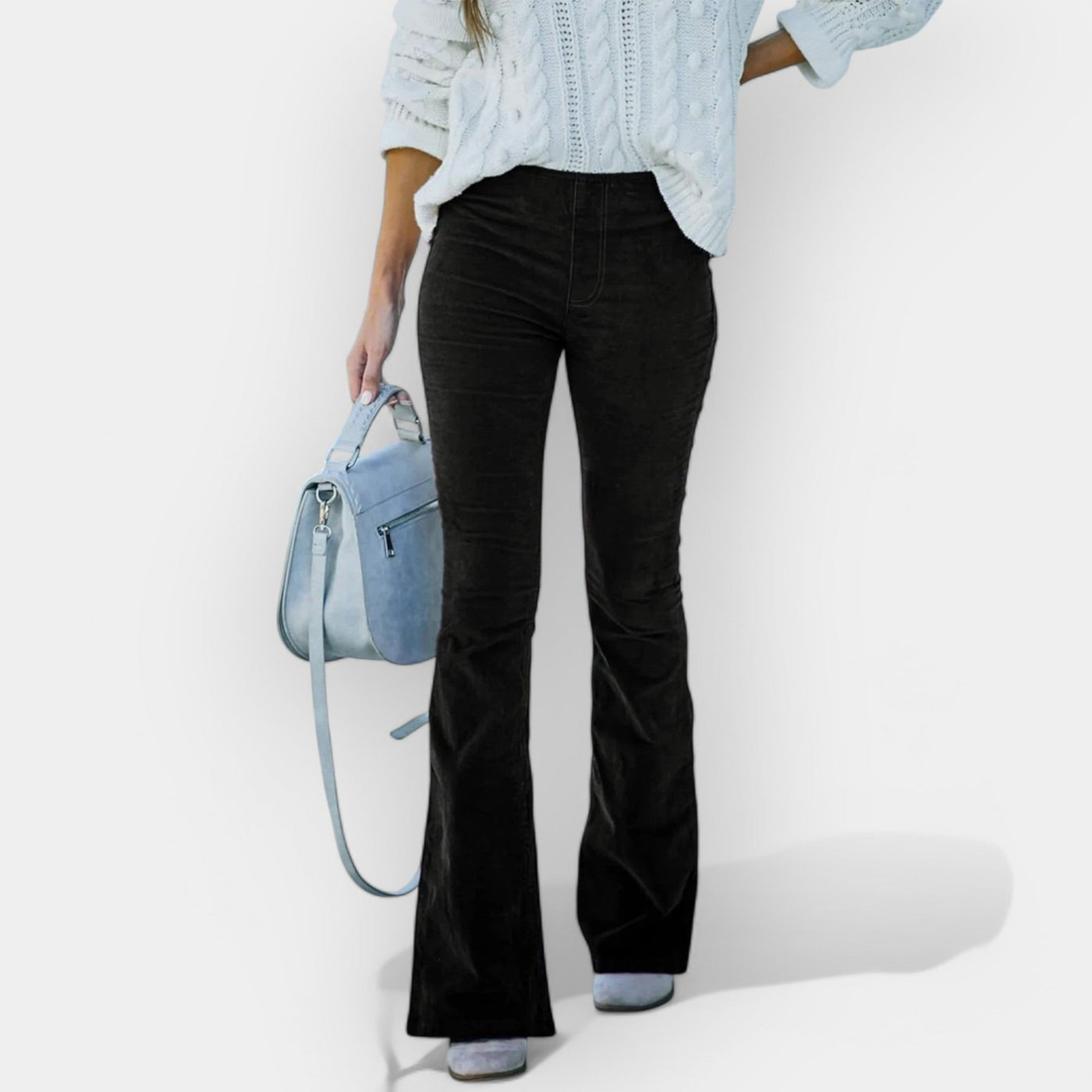 High-waisted clock‑shaped pants