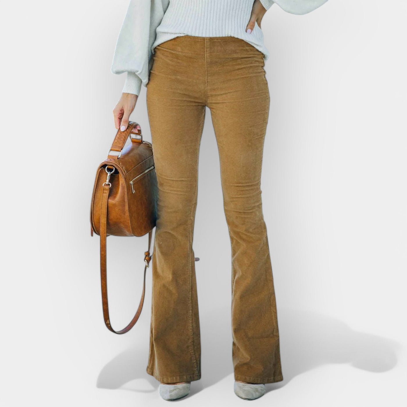 High-waisted clock‑shaped pants