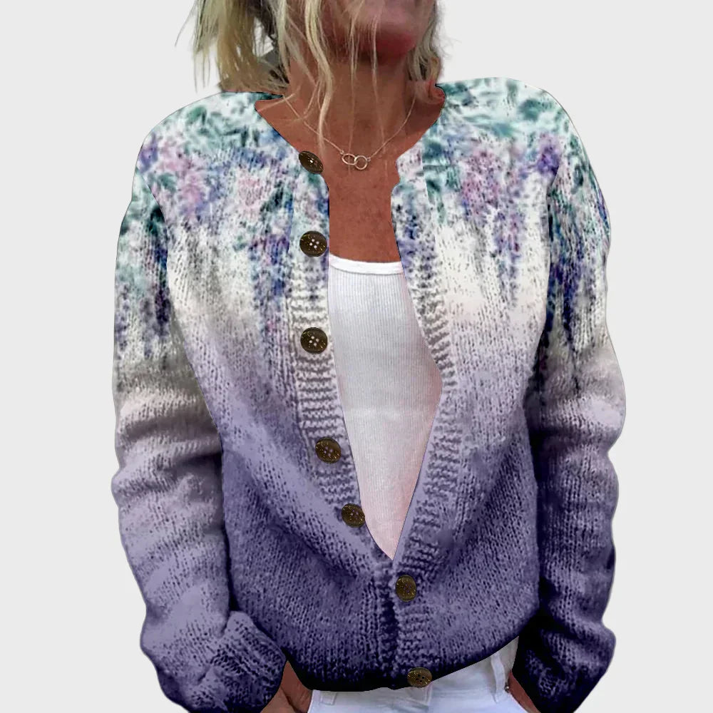 Elegant patterned knitted cardigan