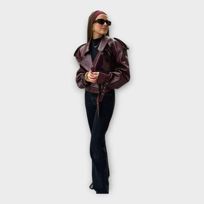 Modern leather jacket with belt