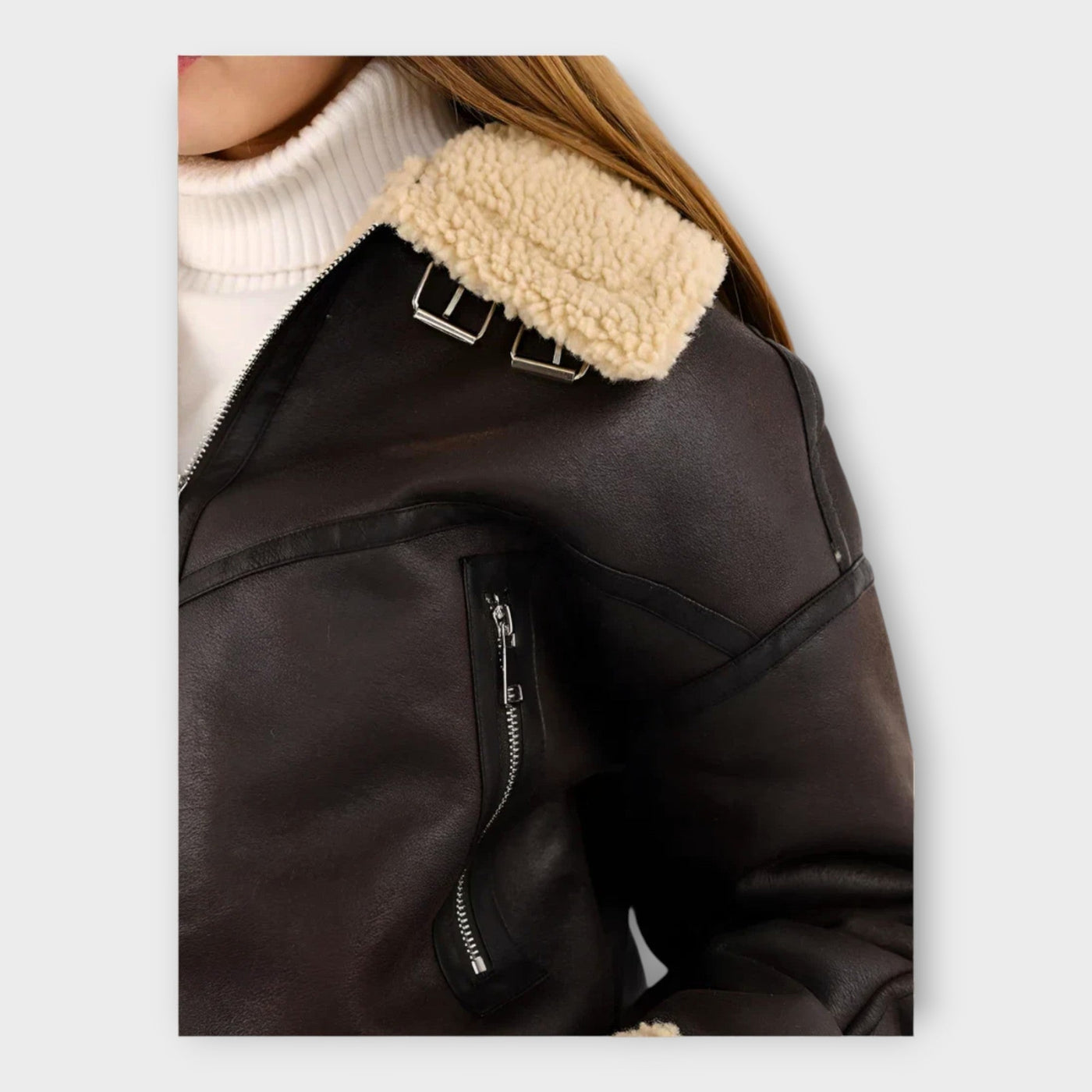 Modern leather jacket with belt