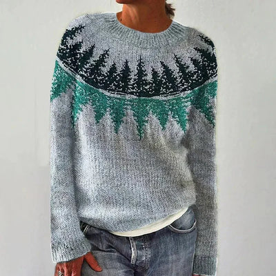 Knitted sweater with a nature-inspired pattern