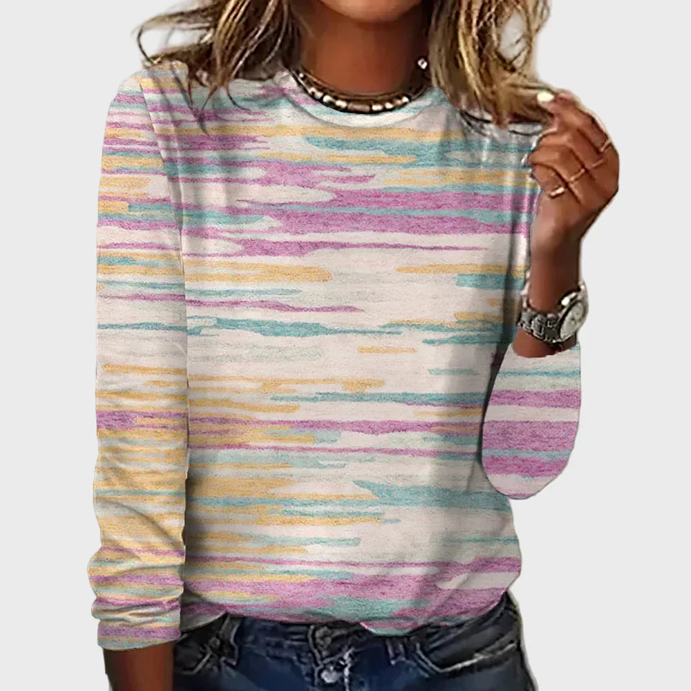 Knitted top with long sleeves