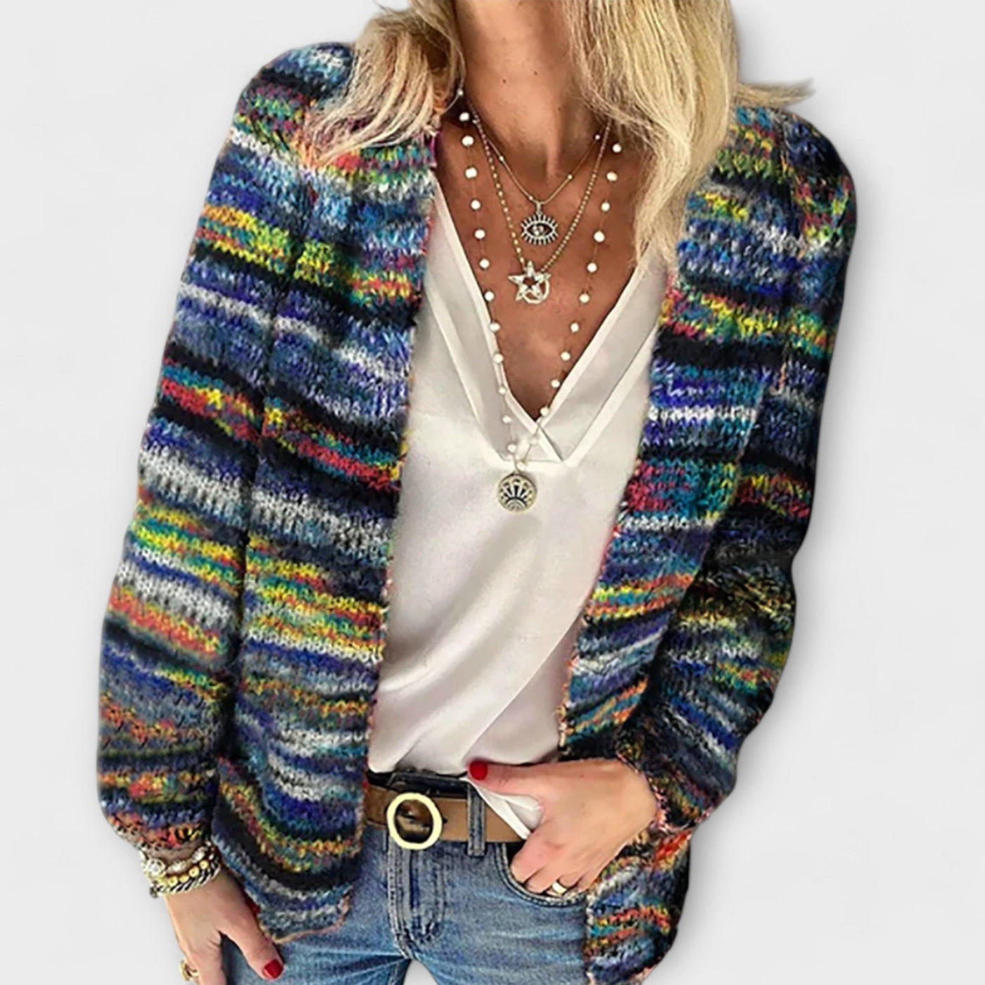 Bright and comfortable knitted jacket