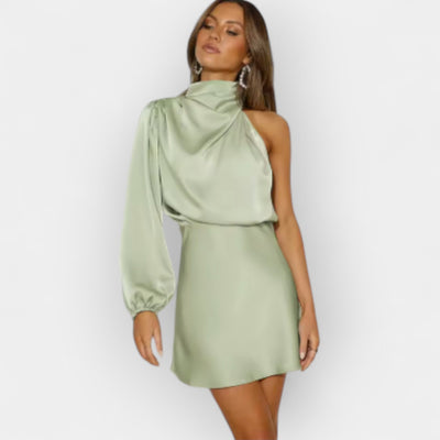 Asymmetric satin dress