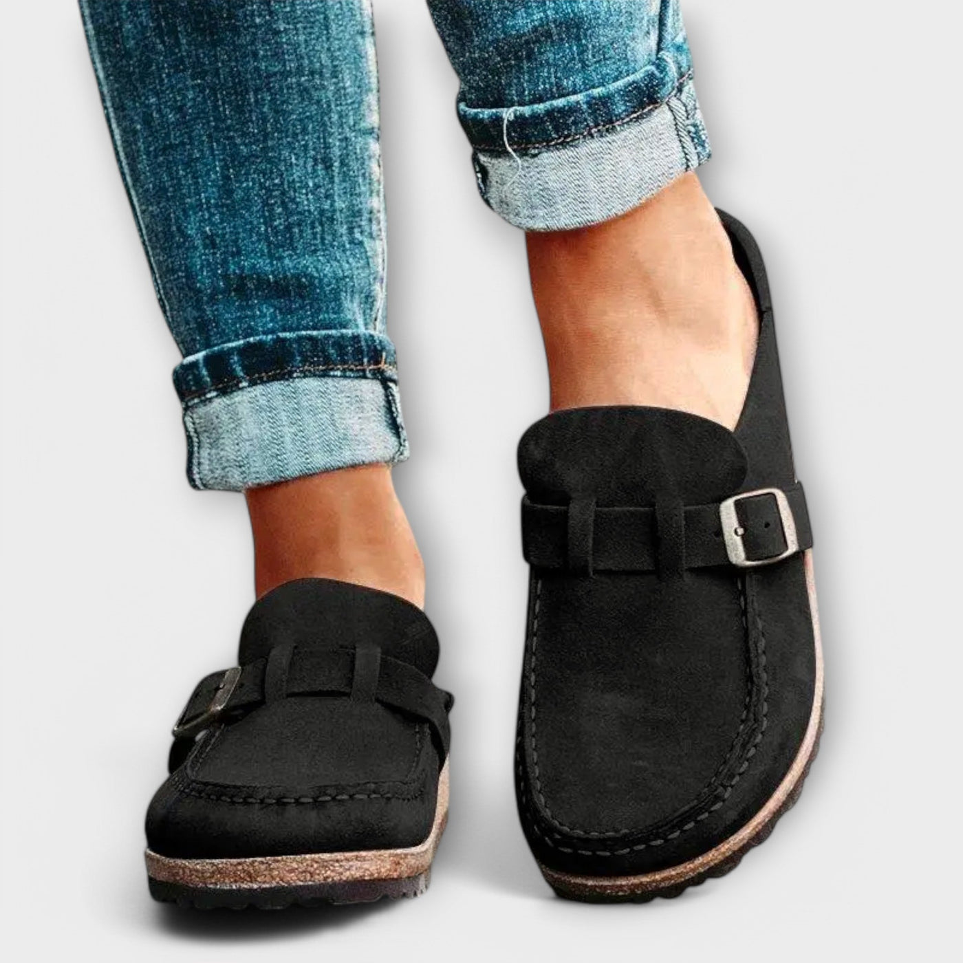 Comfort Buckled Suede-Look Loafers