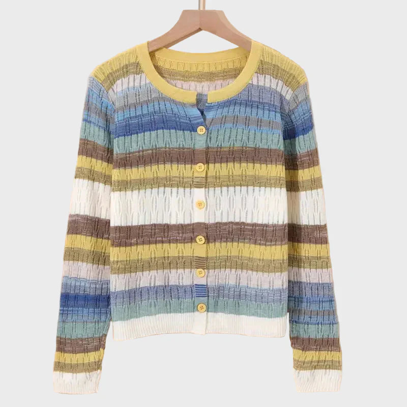 Knitted cardigan with a retro striped pattern