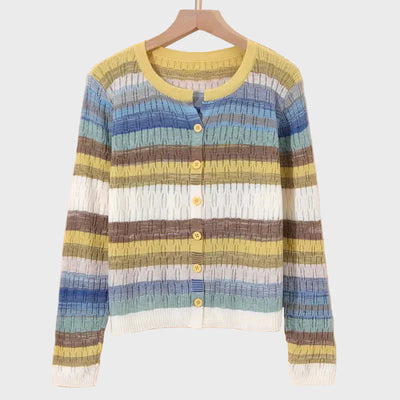Knitted cardigan with a retro striped pattern