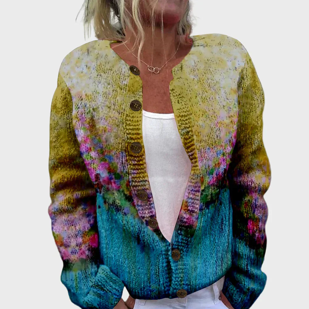 Elegant patterned knitted cardigan