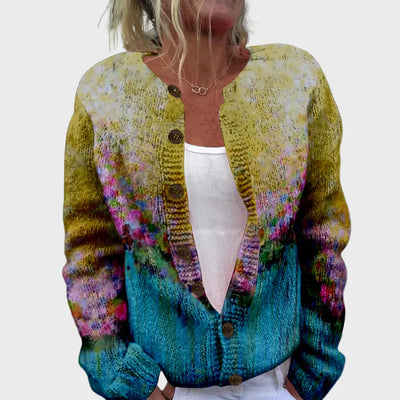 Elegant patterned knitted cardigan