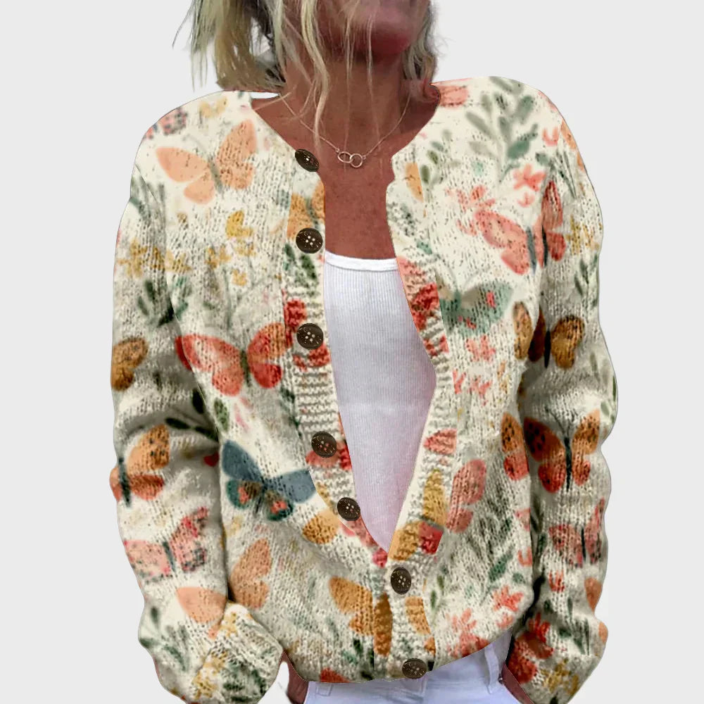 Elegant patterned knitted cardigan