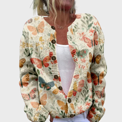 Elegant patterned knitted cardigan