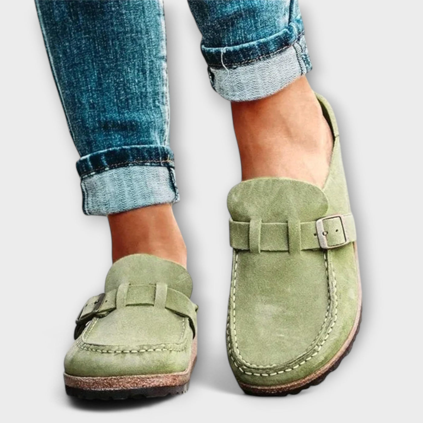Comfort Buckled Suede-Look Loafers