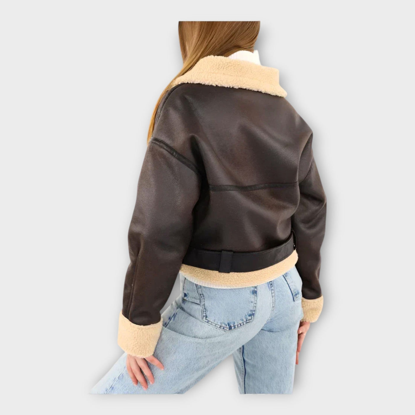 Modern leather jacket with belt