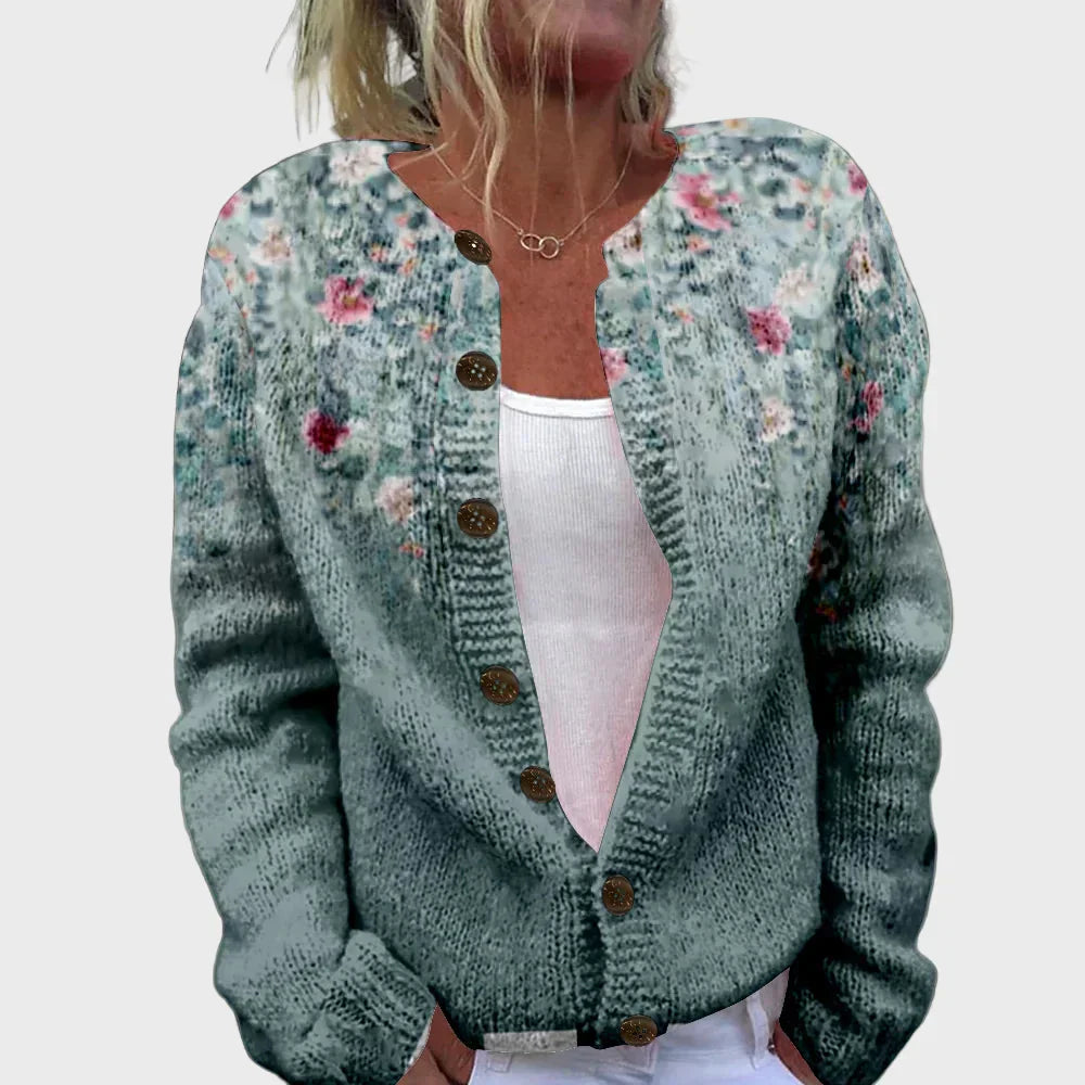 Elegant patterned knitted cardigan